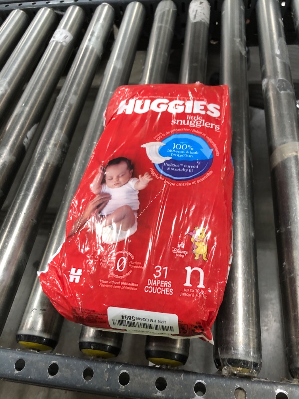 Photo 1 of Huggies Size Newborn Diapers, Little Snugglers Baby Diapers, Size Newborn (up to 10 lbs), 31 Count