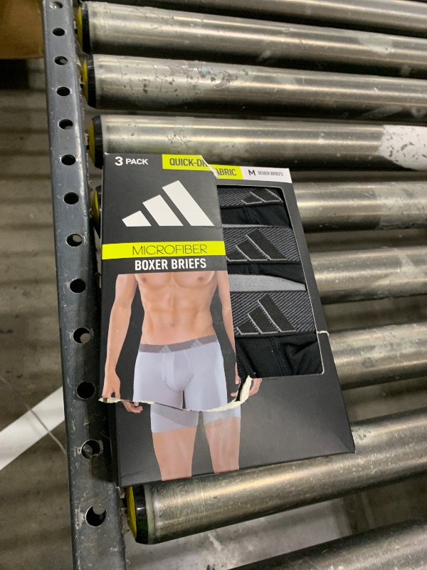 Photo 1 of adidas Men's Microfiber Boxer Briefs Underwear Multipack – Athletic, Moisture Wicking, Stretch Fit & Tagless, Black/Onix Grey/Black/M, Medium
