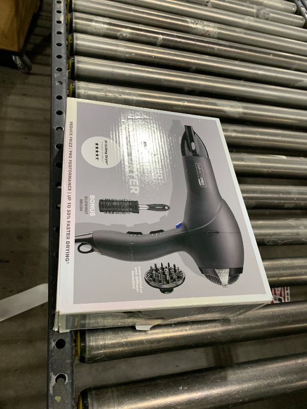 Photo 1 of INFINITIPRO by CONAIR Hair Dryer with Diffuser | Salon Performance AC Motor Blow Dryer | Includes Diffuser, Concentrator and Bonus Blow-Out Brush | Grey - Amazon Exclusive | Packaging May Vary