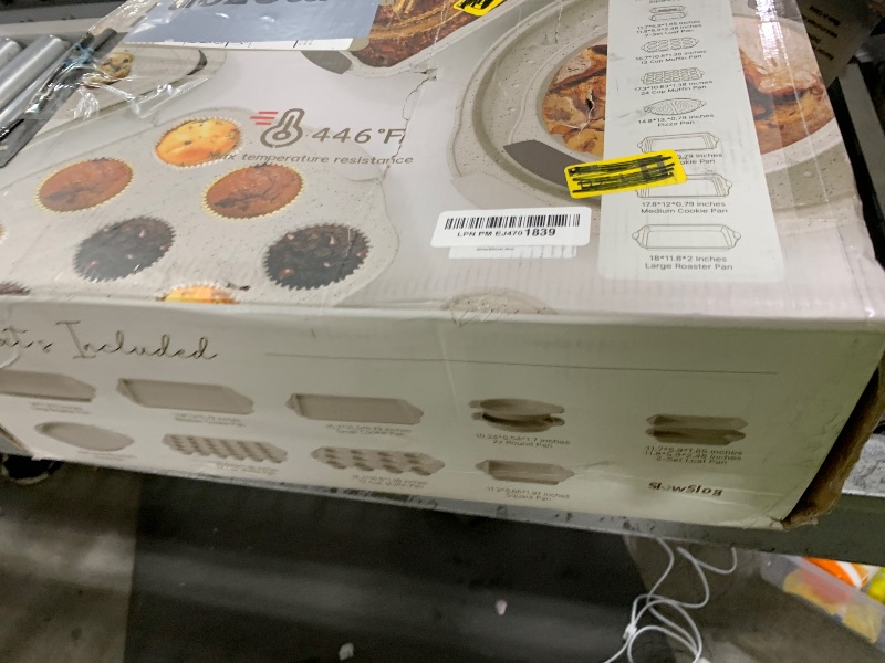 Photo 1 of 10-Piece Baking Pans Set Nonstick, Stackable Bakeware, Toxin-Free Baking Pans Set with Silicone Handles, Includes Cookie Sheets, Cake Pan, Loaf Pan, Pizza Pan, Muffin Pan, White&Khaki