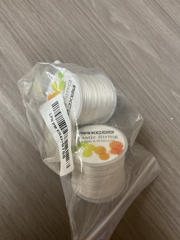 Photo 1 of Paxcoo 1mm Elastic Bracelet String Cord Stretch Bead Cord for Jewelry Making and Bracelet Making White