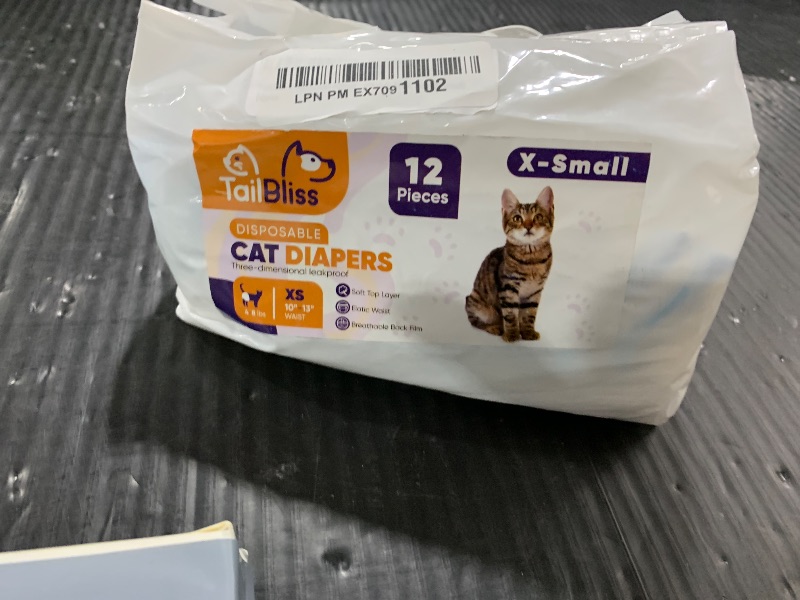 Photo 1 of Generic TailBliss Disposable Female Cat Diapers, 12 count | Three Dimensional Leak-Proof Protection, Wetness Indicator and Breathable back film (X-Small), White