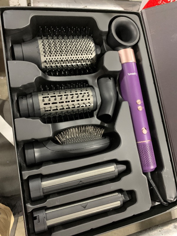 Photo 1 of Vincofy 7-in-1 Hair Dryer Brush and Hair Styler Set – Fast Drying, Curling, Straightening & Volumizing – Hot Air Styling Tool with No Heat Damage – for All Hair Types – Lavender