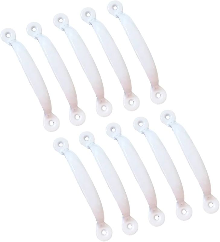 Photo 1 of QCAA Steel Utility Grab Pull, Surface Mount for Screen Door, Drawer Access Panel Cabinet Lid Hatch, White, Made in Taiwan, 10 Pack
