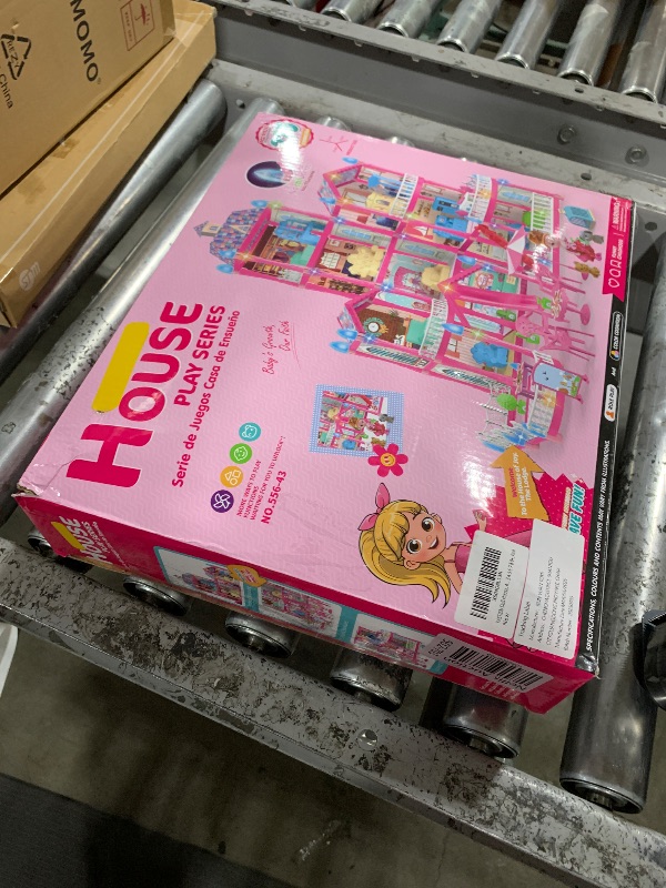 Photo 1 of TASTIEN Doll House, 4-Story Dollhouse with Glow in The Dark, Girl Toys Doll House Playset with 2 Dolls, 12 Play Areas, Furniture & Accessories, Princess Gift Toys for Girls Ages 3 4 5 6 7 8 9+, Pink