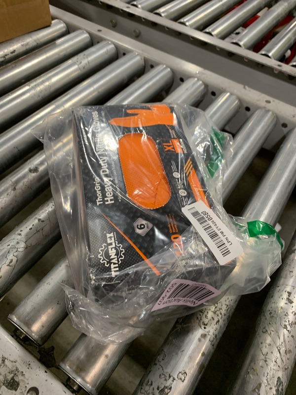 Photo 1 of TitanFlex Heavy Duty Orange Nitrile Gloves, 6 Mil, X-Large, Industrial Raised Diamond Texture, Work Gloves Disposable Latex Free, Powder Free, Chemical Resistant, Mechanic Gloves(Box of 100)