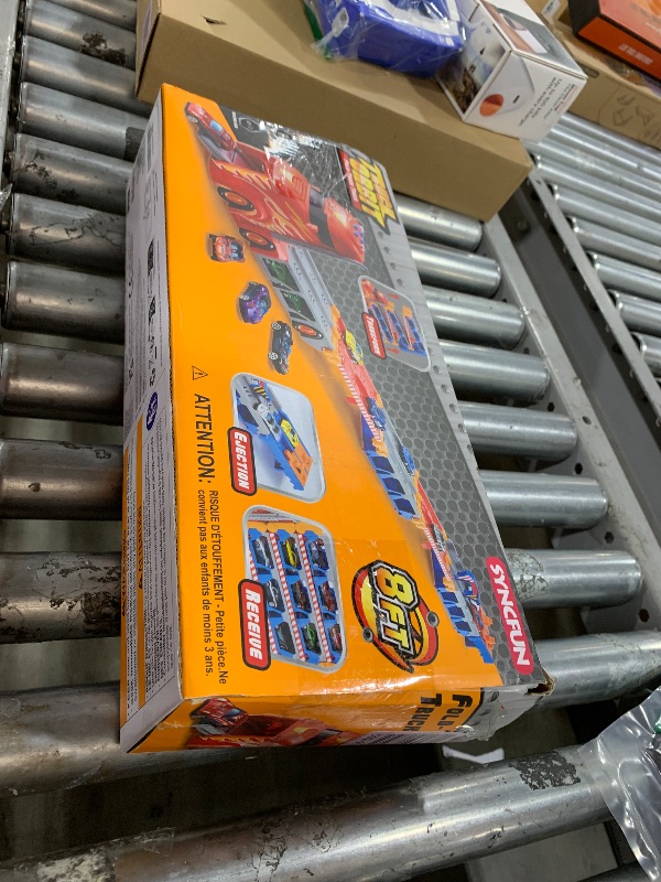 Photo 1 of SYNCFUN Toddler Race Car Toys, Kids Race Track Truck Toy, 96" Foldable 3 Layer Carrier Truck with 12 Die-Cast Metal Cars and Lights & Sounds, Birthday Gifts for 3 4 5 Years Old Boys Girls
