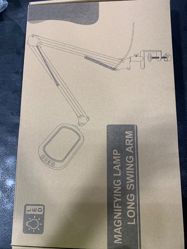 Photo 1 of 10X Rectangle Magnifying Glass with Light and stand, 2*16 Inch Swivel Arm LED Lighted Clamp Desk Lamp, 5 Color Modes Stepless Dimmable, Large Magnifier with Light for Reading Painting Craft Close Work