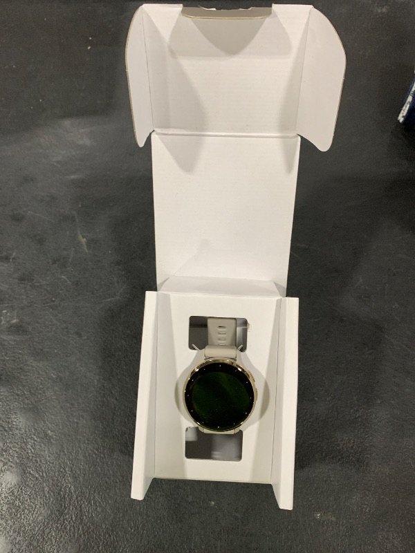 Photo 1 of Garmin Venu 3S Soft Gold Stainless Steel Bezel 1.2-Inch AMOLED Touchscreen Display Smart Watch with 41mm French Gray Case and Silicone Band