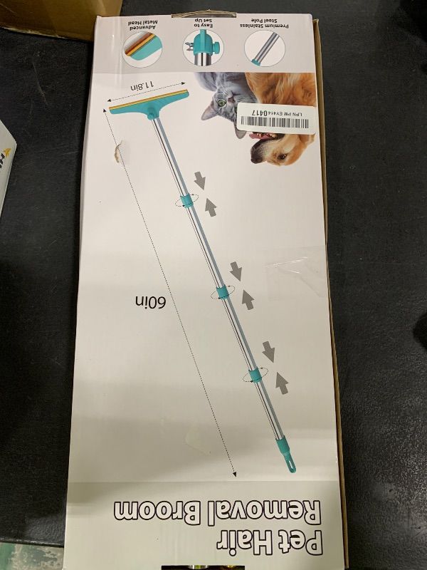 Photo 1 of Carpet Rake for Pet Hair Removal - Reusable Pet Hair Remover, 60” Adjustable Long Handle Cat Dog Carpet Rake Scraper with Patented Design, Dog Hair Rake Brush for Rugs, Mats, Couch