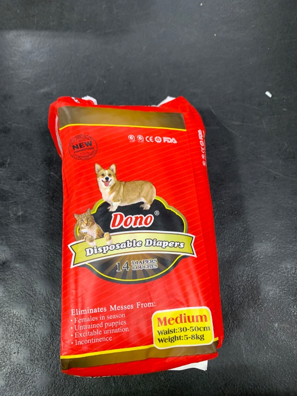 Photo 1 of Dono Disposable Pet Diapers for Female Dogs Super Absorbent and Soft Heating and Pee Liners M, Including 14 Puppy Diapers for Dogs and Cats