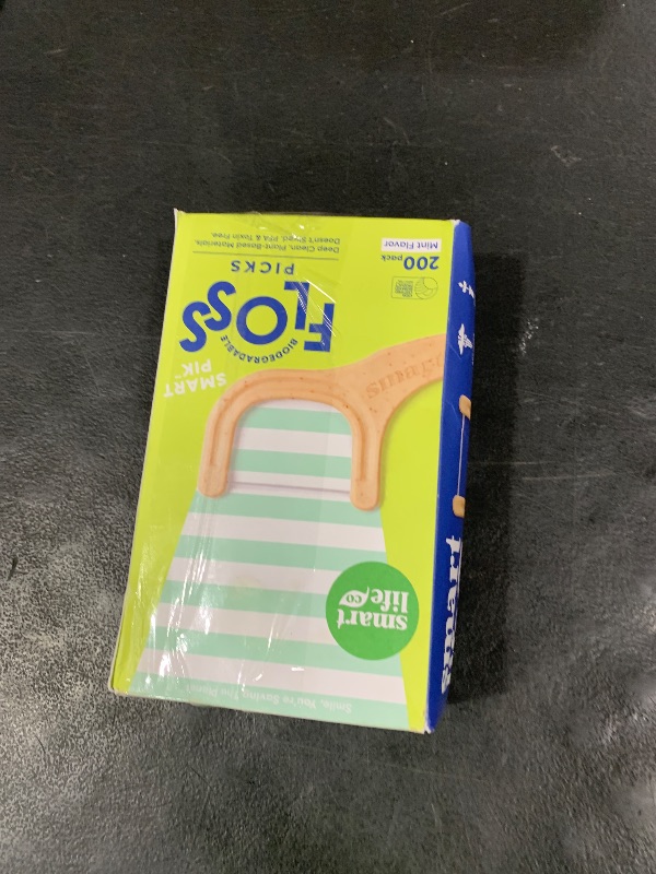 Photo 1 of SmartLifeco Biodegradable* Dental Floss Picks - Thin Thread Tooth Flossers for Adults & Kids, Eco-Friendly Handle, Straw Wheat Toothpick Soft on Gum & Teeth, Compostable* Zero Waste Vegan, 200 Mint