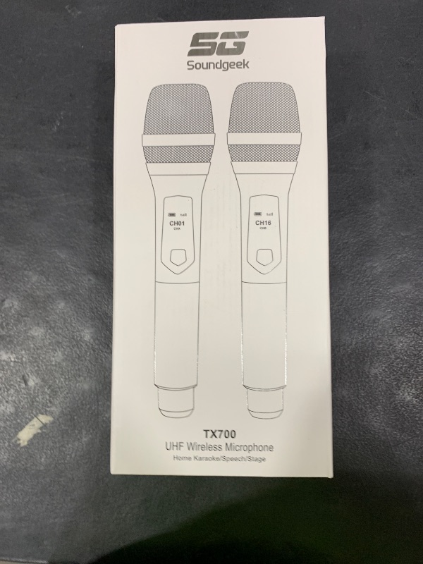 Photo 1 of Soundgeek Rechargeable Wireless Microphone, Two Cordless UHF Mics Plug and Play for Karaoke Singing, Lecture, Wedding Host, Church, Stage Performance