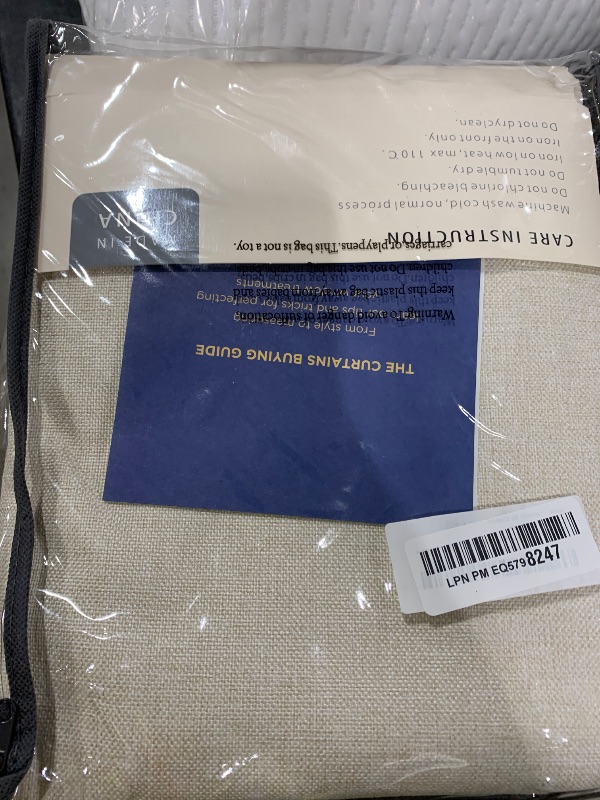 Photo 1 of 100% Blackout Shield Linen Blackout Curtains for Bedroom 108 Inches Long, Back Tab/Rod Pocket Living Room Drapes, Thermal Insulated Blackout Curtains 2 Panels Set, 50" W x 108" L,Cream