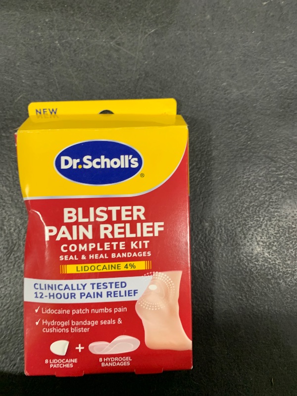 Photo 1 of Dr. Scholl’s Blister Pain Relief Complete Kit, 8 ct - The Only Blister Treatment with an Active Pain Reliever, Seal & Heal Bandages with Hydrogel Technology, Blister Pads, 4% Lidocaine to Numb Pain