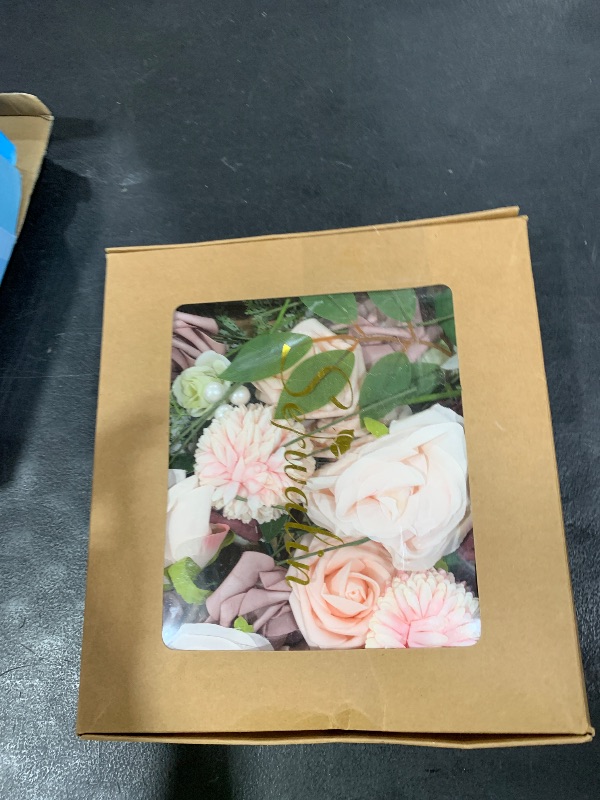 Photo 1 of Serwalin Artificial Flowers Dusty Rose Fake Silk Flowers for DIY Wedding Bridal Bouquets Pink Fake Rose Flowers Combo Centerpieces Arrangements Party Baby Showers Home Cake Decorations