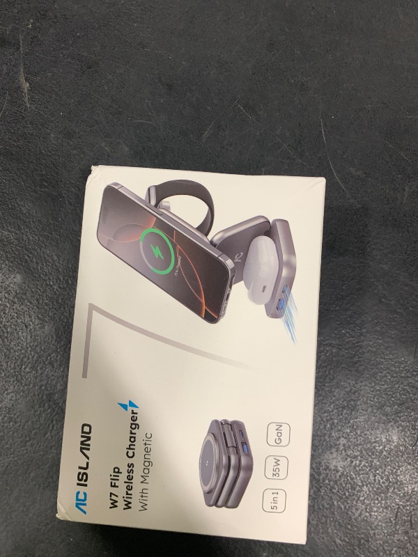 Photo 1 of 5-in-1 Wireless Charger for MagSafe, AC ISLAND Portable Travel Charging Station, 15W Max Fast Foldable Magnetic Stand, Evolved for iPhone 16/15/14/13 Series, Apple Watch, AirPods (with 35W Adapter)