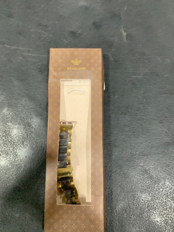 Photo 1 of Wearlizer Tortoise Resin Compatible with Apple Watch Bands 38mm 40mm 41mm Womens Mens, Wristbands Gold Stainless Steel Replacement Classic Strap Bracelet Metal iWatch Ultra2/SE/10/9/8/7/6/5/4/3/2/1