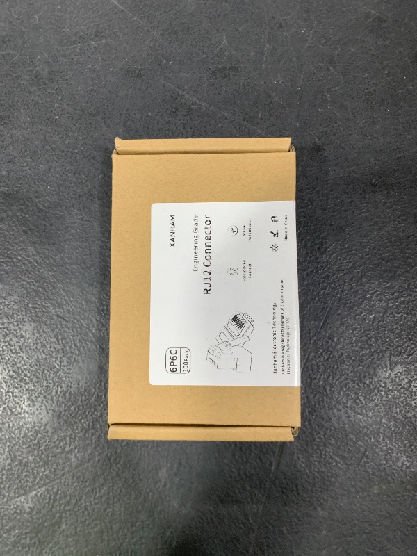 Photo 1 of XANHAM RJ12 6P6C Connectors(100 Pieces Pack) 6 Pin Telephone Line Cable Wire Male Plug, AV00305