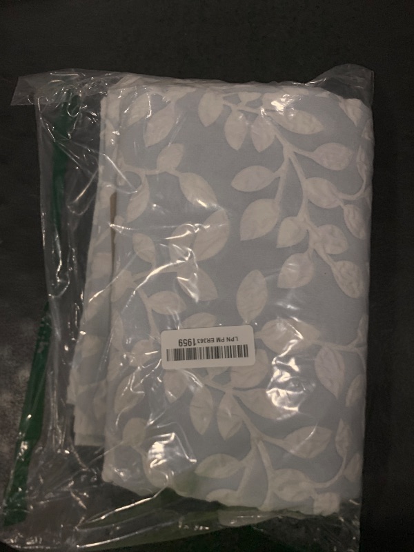 Photo 1 of Chyhomenyc Anna White Grey Curtains 84 Inch Length 2 Panels, Light Filtering 3D Embossed Textured Leaf Pattern Curtain Drapes for Bedroom Living Room, Each 42Wx84L Inches