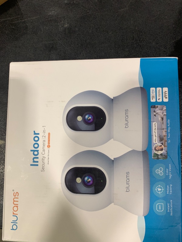 Photo 1 of blurams Cameras for Home Security, 2K Pet Camera with Phone App, 360° PTZ Indoor Cameras, 2-Way Talk, Motion Tracking, Color/IR Night Vision, Cloud&SD, Works with Alexa (2Pack, 5GHz/2.4GHz Dual-Band)