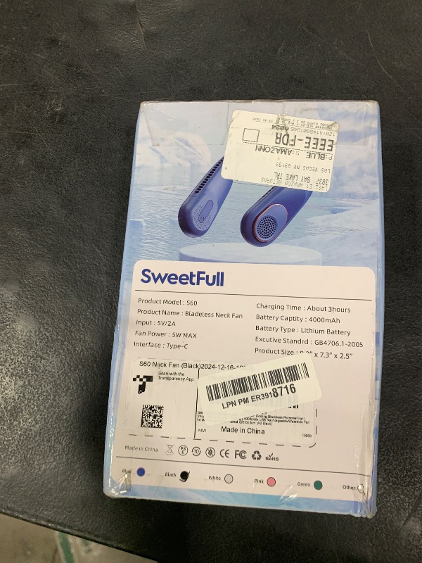 Photo 1 of SWEETFULL Portable Neck Fan 360° Cooling Bladeless Personal Fan | No Hair Twisting - 4000mAh USB Rechargeable Wearable Fan for Travel, Birthday Gifts for Men, Women, Mom, and Dad
