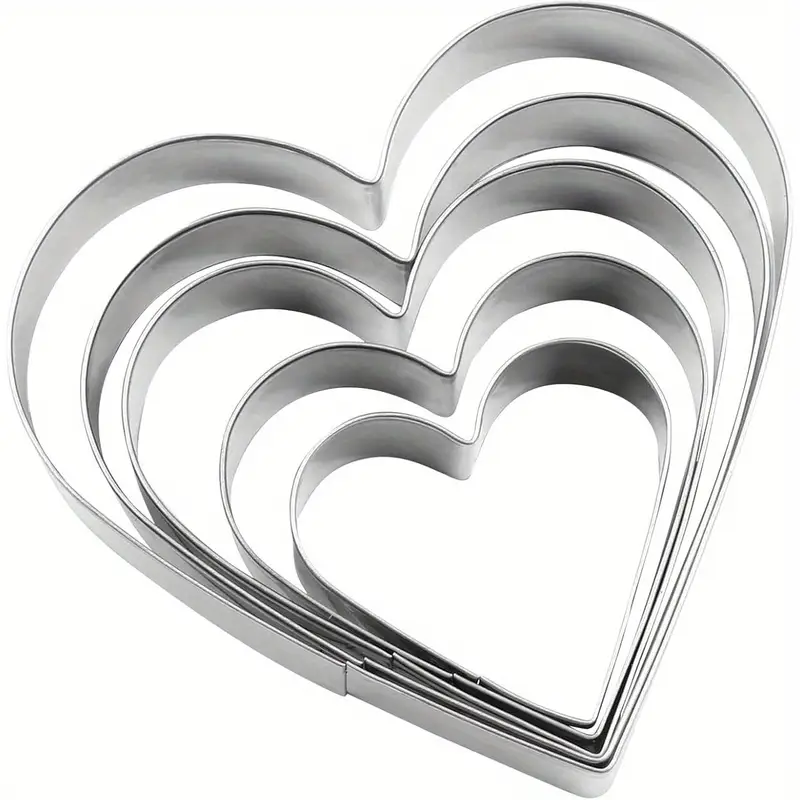 Photo 1 of 5 PCS HEART SHAPED COOKIE CUTTER SET STAINLESS STEEL 