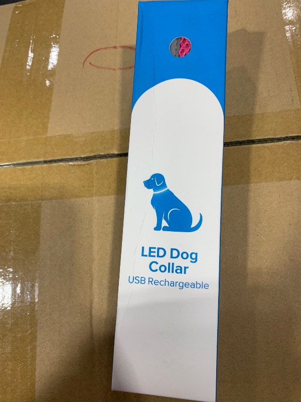 Photo 1 of YFbrite Light up Dog Collar, USB Rechargeable LED Puppy Collar Super Bright Adjustable Glowing Dog Lights for Night Walking (Pink, Small)