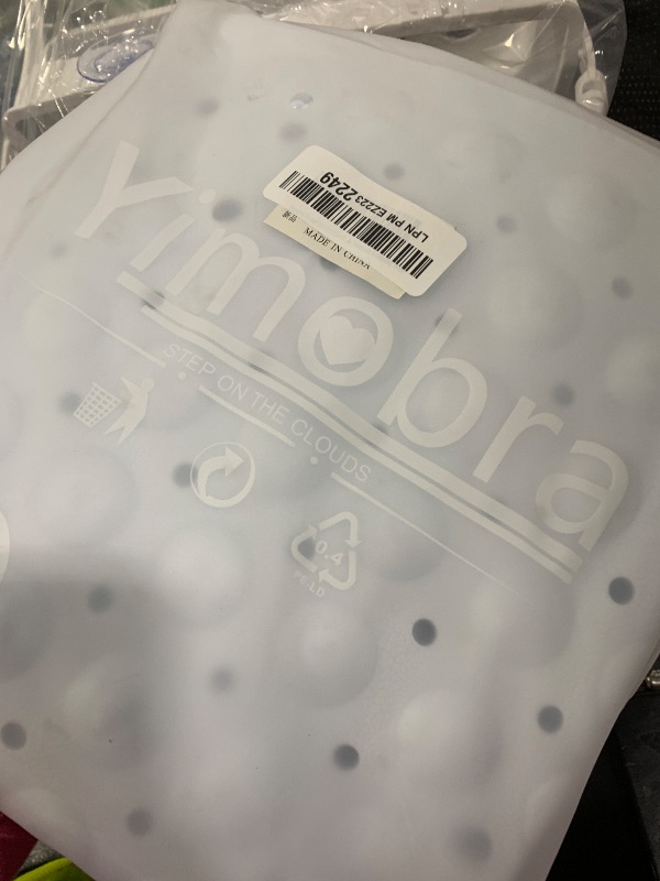 Photo 1 of Yimobra Shower Stall Mat Non Slip, 21x21 Inch, Soft Square Bath Mat for Shower with Suction Cups and Drain Holes, Stall Floor Mats for Bathroom, Machine Washable, Bathroom Accessories, White