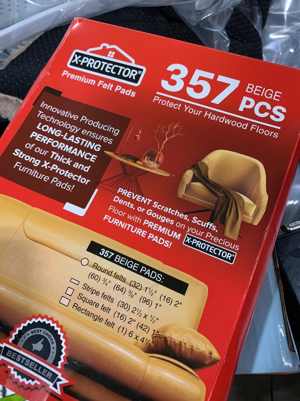 Photo 1 of X-Protector 357 pcs Beige Felt Furniture Pads - Huge Quantity of Hardwood Floor Protectors with Many Big Sizes - Protect Any Type of Hard Floor