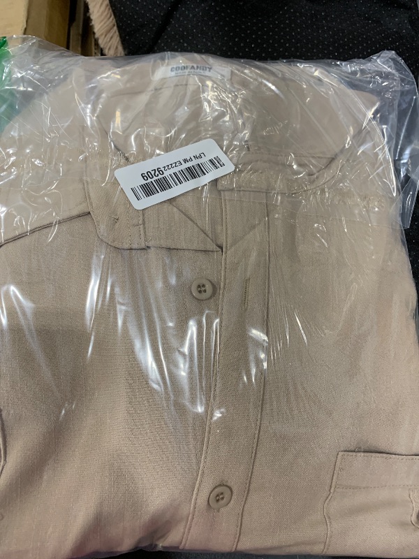 Photo 1 of COOFANDY Mens Coordinated Outfit 2 Pieces Linen Set Long Sleeve Cuban Shirts with Pocket and Casual Beach Pants Summer Yoga, Khaki, X-Large