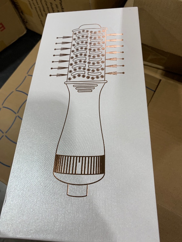 Photo 1 of 4-in-1 Travel Dual Voltage Hair Dryer Brush Blow Dryer Brush,Portable 2 inch Mini Hot Air Brush,Travel Hair Styler/Volumizer/Straightener/Curler,110-240V European Blow Dry Brush with EU&UK Plug