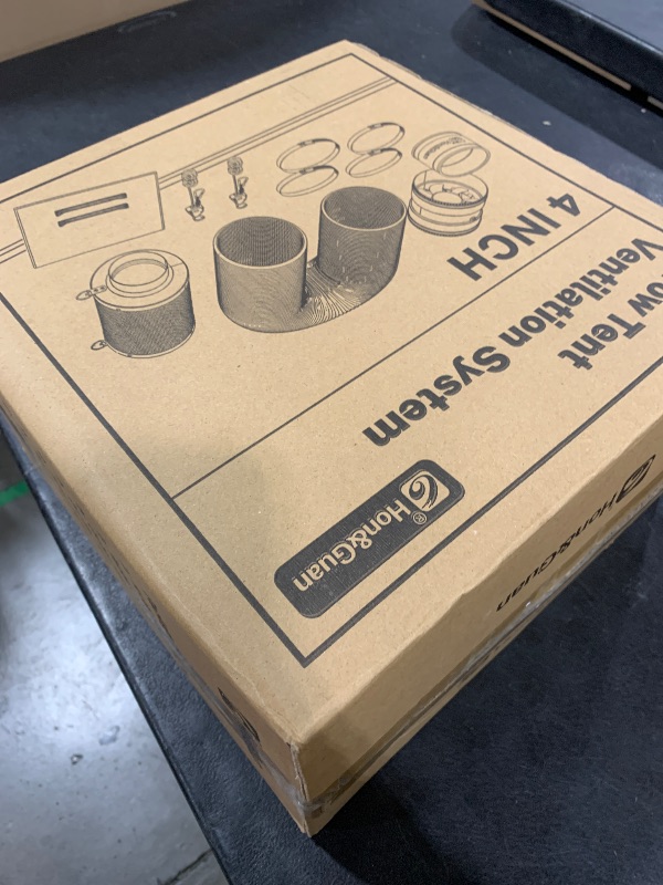 Photo 1 of Hon&Guan 4" Air Filtration Kit: 4 Inch Inline Duct Fan with Speed Controller, 10" High Carbon Filter, 8 Ft Ducting & Rubber Coupler, Ventilation System for Grow Tents, Indoor Gardening, Hydroponics