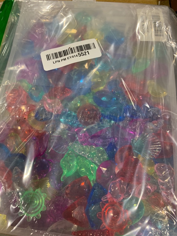 Photo 1 of 180 Pcs Sensory Bin Filler Include 100 Plastic Gemstones & 80 Fake Seashells for Kids, Pirate Treasure and Mermaid Pool Play, Ocean Themed Party (1"-1.2")