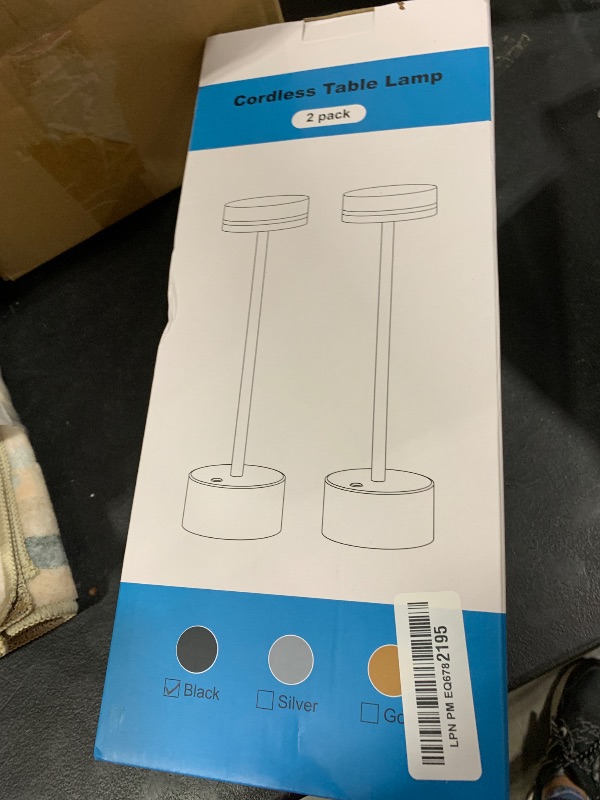 Photo 1 of 2 Pack Cordless Table Lamp,Bedside Table Lamp for Bedroom,5000mAh Battery Operated Portable LED Desk Lamp,3 Way Dimmable Touch Lamp USB C Charging Ports for Living Room, Desk,Dining Room(Black)