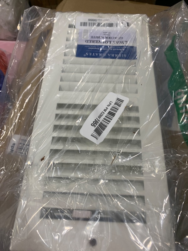 Photo 1 of Sierra Grates 4x10 Ceiling Register – White Steel 2-Way Adjustable Air Vent Cover for Wall & Ceiling | HVAC Diffuser Grille with Dampers | Fits 10"x4" Duct Opening | Rust-Resistant Finish