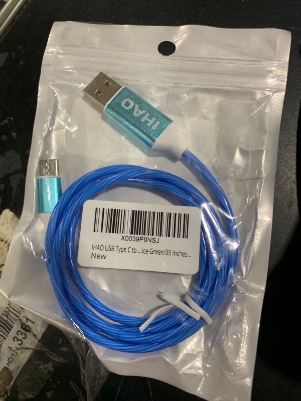 Photo 1 of IHAO USB Type C to USB A 2.0 Android Charger Cable Fast Charging High Data Speed Visible LED Current Flowing Compatible with All Type C Device-Green/39 Inches…