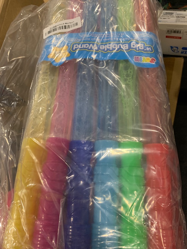 Photo 1 of JOYIN 14.6’’ Big Bubble Wands for Kids, 1 Dozen Bubble Wand Bulk with Refill Solution for Summer Toy Party Favor, Outdoors Activity, Easter Basket Stuffers, Birthday Gift