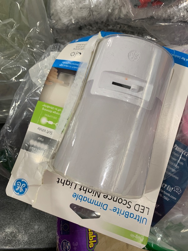 Photo 1 of GE Ultrabrite Dimmable Sconce LED Night Light GEPlug-In, Energy Efficient, Dusk-to-Dawn Sensor, Adjustable Brightness, Ideal for Bedroom, Bathroom, Hallway, Nursery, White, 45123, 1 Pack,