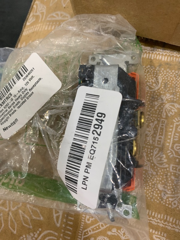 Photo 1 of Leviton 15-Amp, 125 Volt, Industrial Series Heavy Duty Specification Grade, Duplex Receptacle, Straight Blade, Isolated Ground, 5262-IG, Orange, SMALL