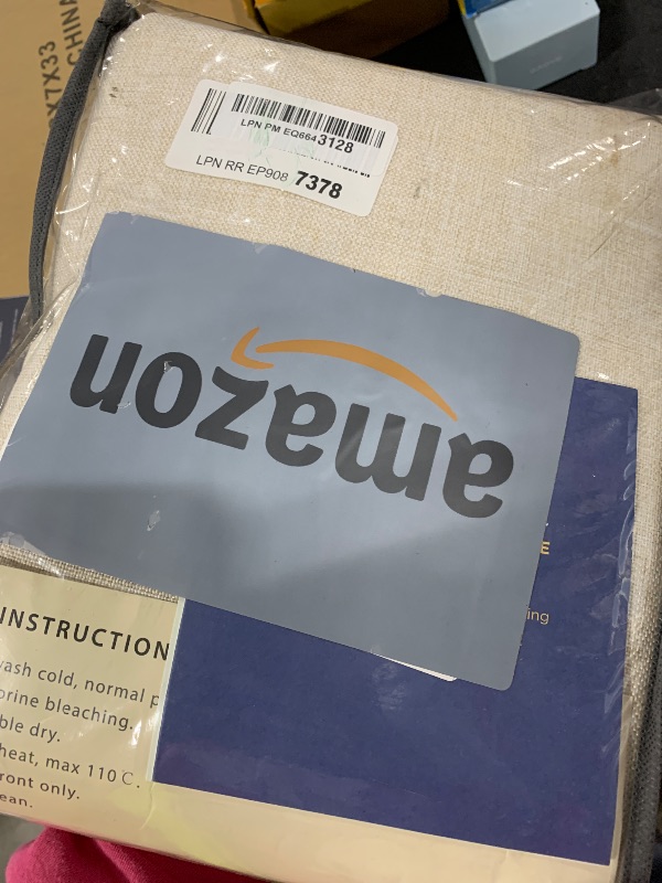 Photo 1 of 100% Blackout Shield Linen Blackout Curtains for Bedroom 104 Inches Long, Back Tab/Rod Pocket Living Room Drapes, Thermal Insulated Blackout Curtains 2 Panels Set, 50" W x 104" L,Cream