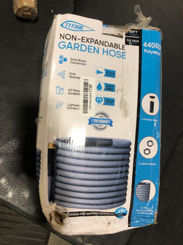Photo 1 of TITAN Garden Hose | Flexible, Lightweight, Kink-Free & Durable Hybrid Water Hose with Heavy Duty Brass Connectors & High-Pressure Jet Nozzle (50FT x 5/8”)