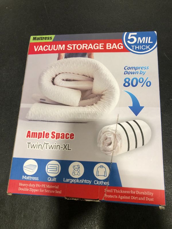 Photo 1 of Twin/Twin XL Memory Foam Mattress Vacuum Bag, Heavy-Duty Mattress Storage Bag for Moving and Transport, Mattress Compression Bag with Straps & Dual-Zip Seal