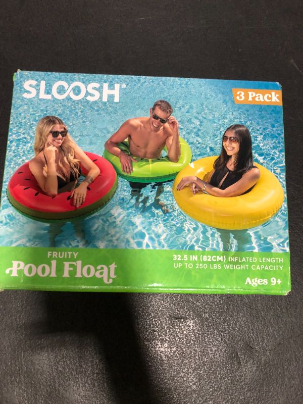 Photo 1 of JOYIN Inflatable Swim Tube Raft (3 pack) with Summer Fruits Painting, Pool Toys for Swimming Pool Party Decorations