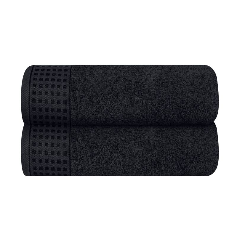 Photo 1 of GLAMBURG 100% Cotton 2 Pack Oversized Bath Towel Set 28x55 Inches, Ultra Soft Highly Absorbant Compact Quickdry & Lightweight Large Bath Towels, Ideal for Gym Travel Camp Pool - Black