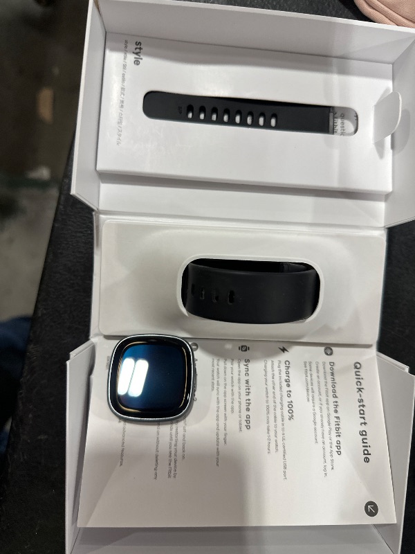 Photo 1 of Fitbit Versa 4 Fitness Smartwatch with Daily Readiness, GPS, 24/7 Heart Rate, 40+ Exercise Modes, Sleep Tracking and more, Black/Graphite, One Size (S & L Bands Included)