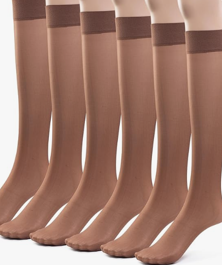 Photo 1 of Silky Toes Sheer Knee High Stockings for Women, 6 Pairs Nylon Trouser Socks