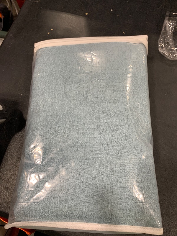 Photo 1 of Melodieux Blue Semi Sheer Curtains 72 Inches Long for Bedroom, Living Room Farmhouse Linen Look Shiny Sheer Drapes, Rod Pocket Light Filtering Sheer Curtains, 52" W x 72" L, 2 Panels