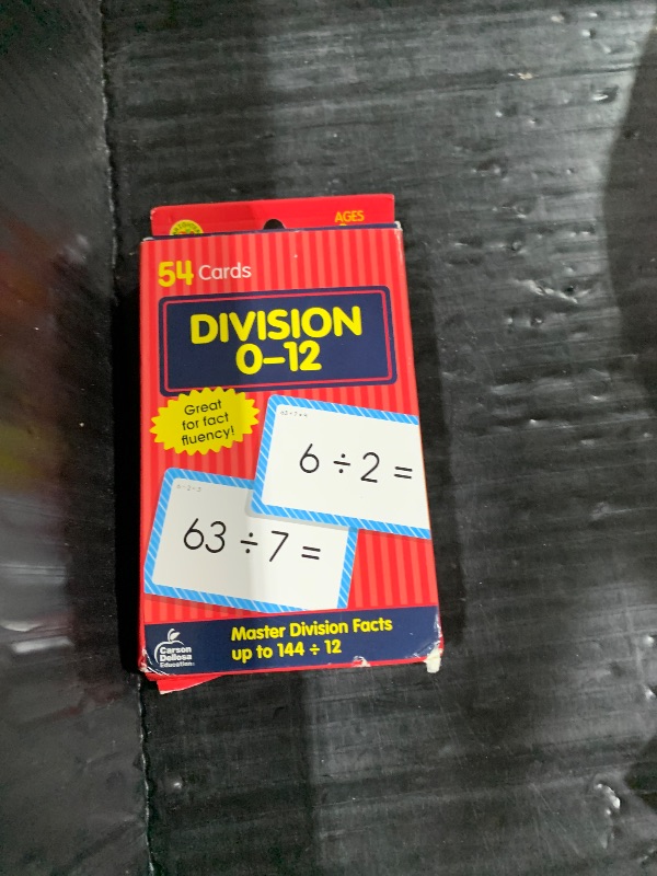 Photo 1 of Carson Dellosa 54 Division Flash Cards, Flashcards Covering All Facts for Dividing Through 12, Math Games for Kids 8-12, 3rd Grade Mathematics and Up