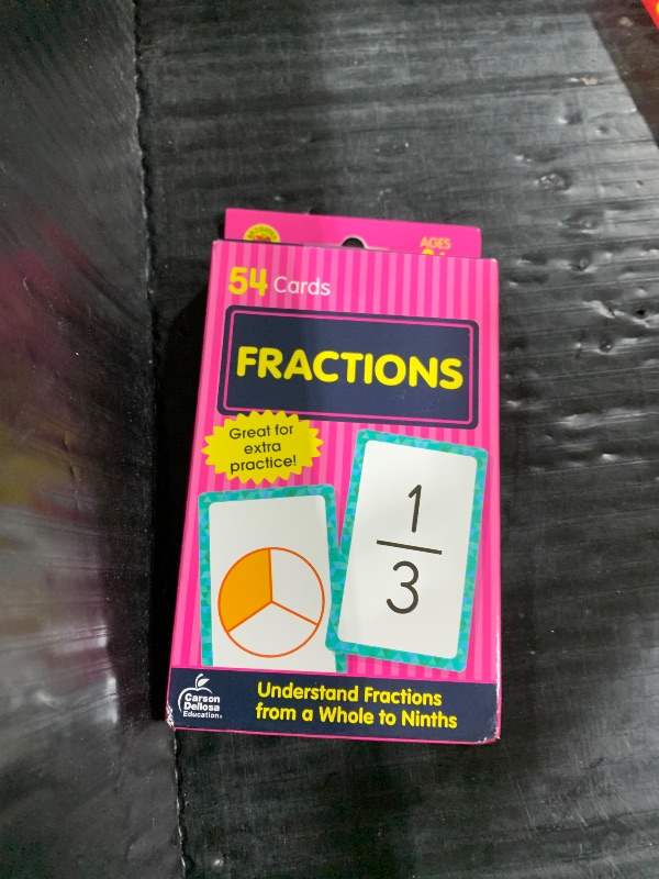 Photo 1 of Carson Dellosa 54 Fractions Flash Cards, 3rd and 4th Grade Mathematics Flashcards Covering Whole Numbers to Ninths Facts, Math Games for Kids Ages 8 and Up